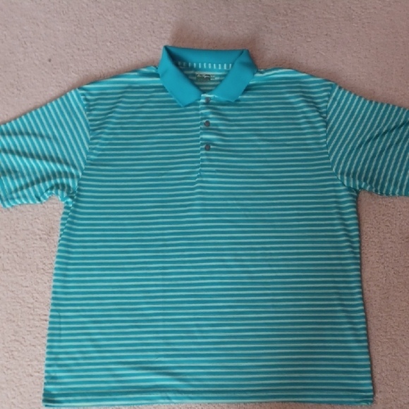 Ben Hogan Turquoise Striped Short Sleeve Polo - Picture 1 of 12